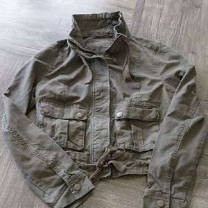 Aeropostale Olive Green Utility Jacket with Drawstring